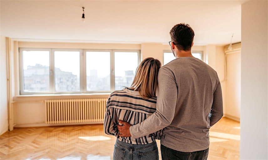Young couple in their first home